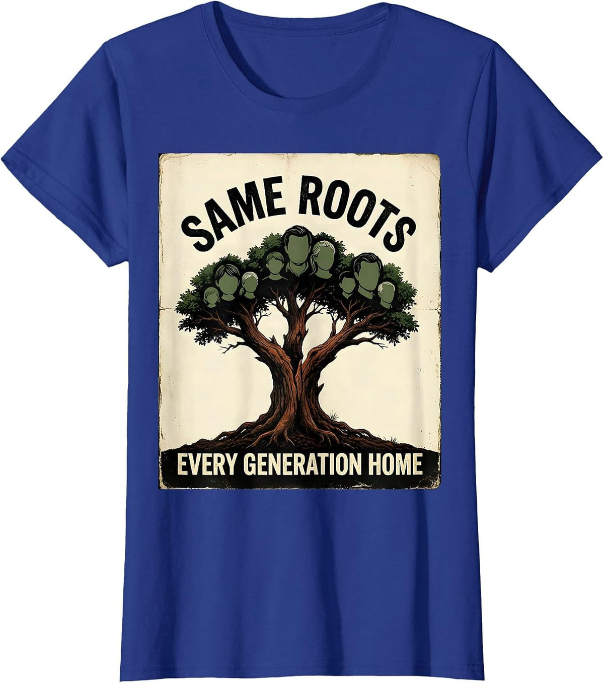 Women's Same Roots, Every Generation Home Vintage Family Reunion T-Shirt - Royal Blue