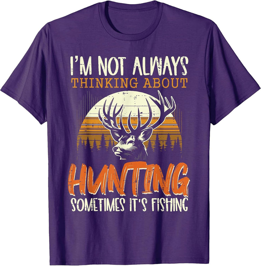 Not Always Thinking Hunting Fishing Funny Men Women Kids T-Shirt, Men, Purple, Small - As Pictured