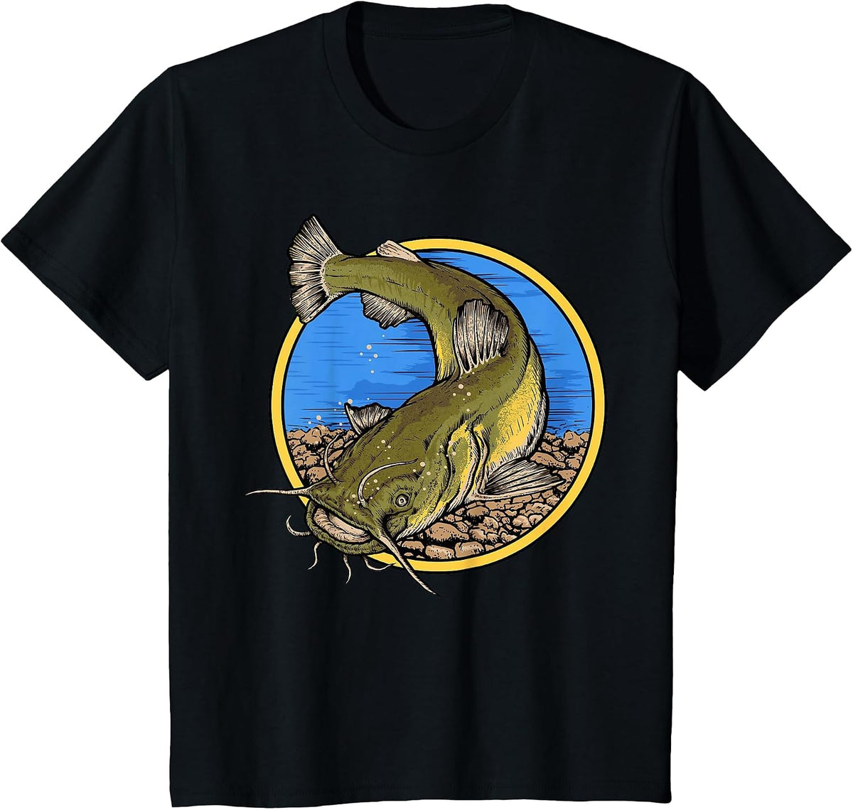Flathead Catfish Fishing T-Shirt - Black