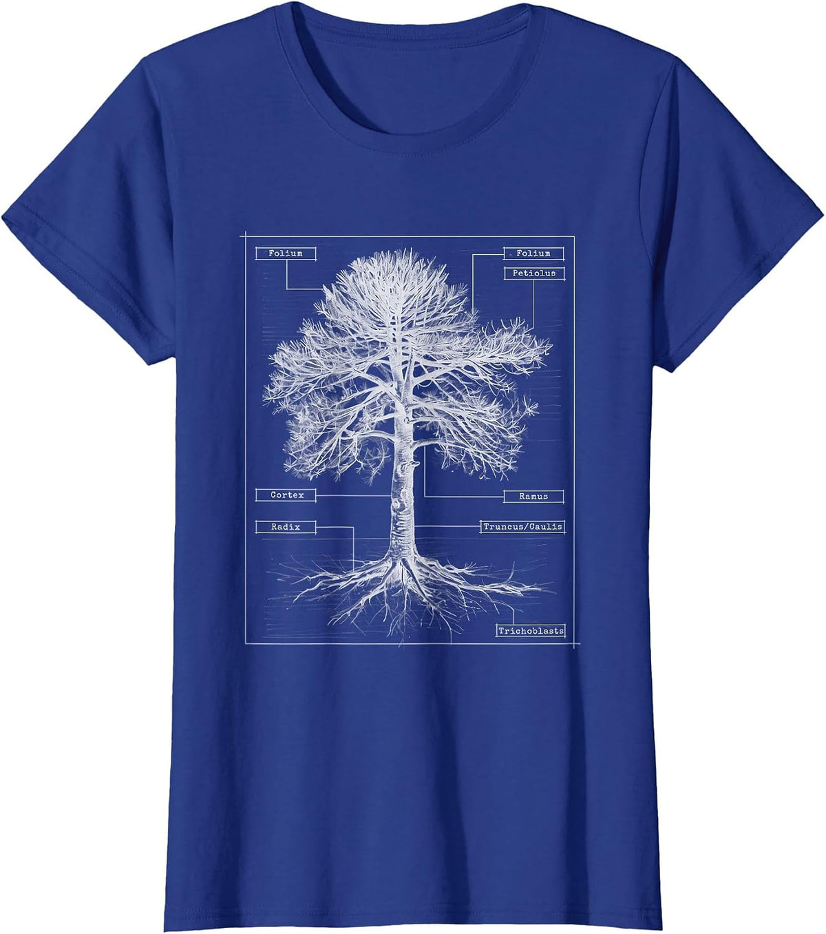 Tree Anatomy Biologist Educational Nature Science Tree Lover T-Shirt - Royal Blue