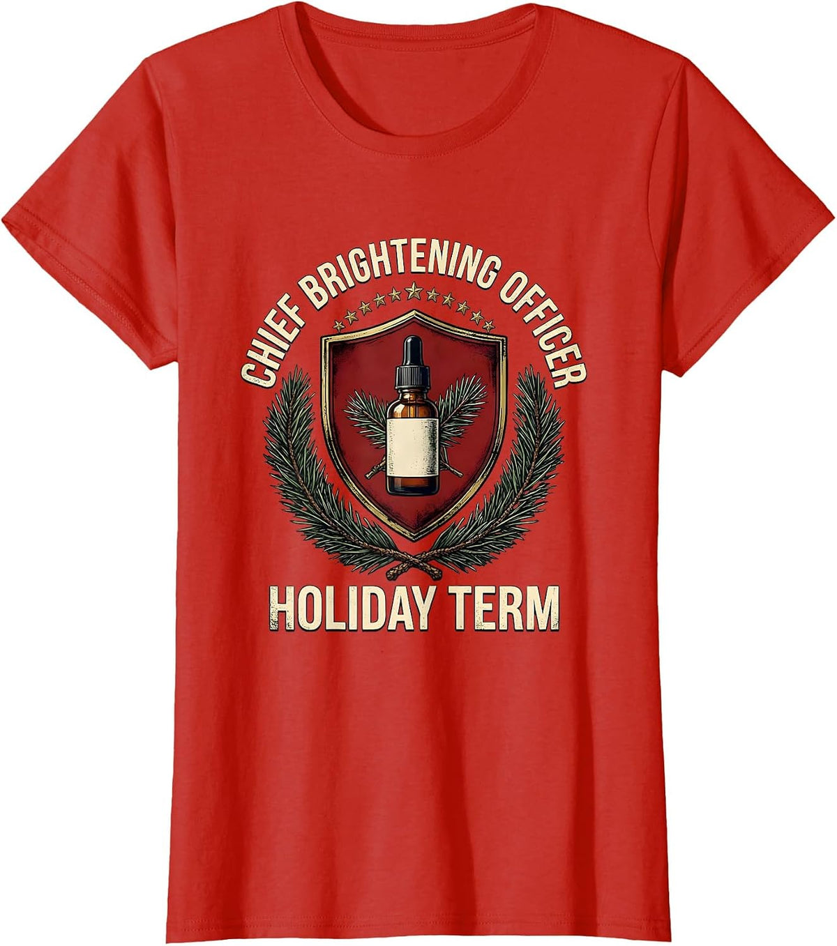 Chief Brightening Officer, Holiday Term Esthetician T-Shirt - Red