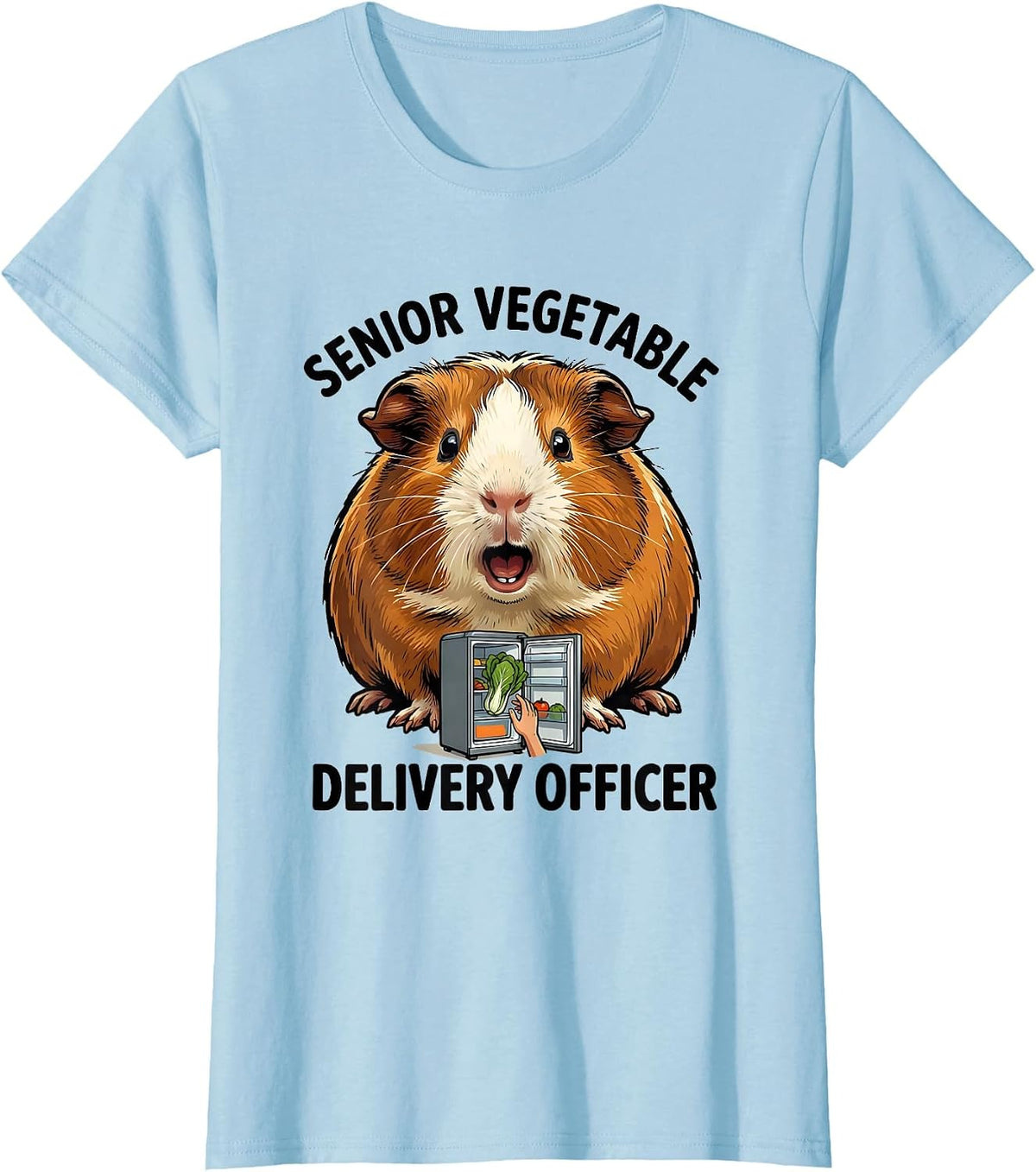 Senior Vegetable Delivery Officer Cute Guinea Pig Pet Lover T-Shirt - Baby Blue