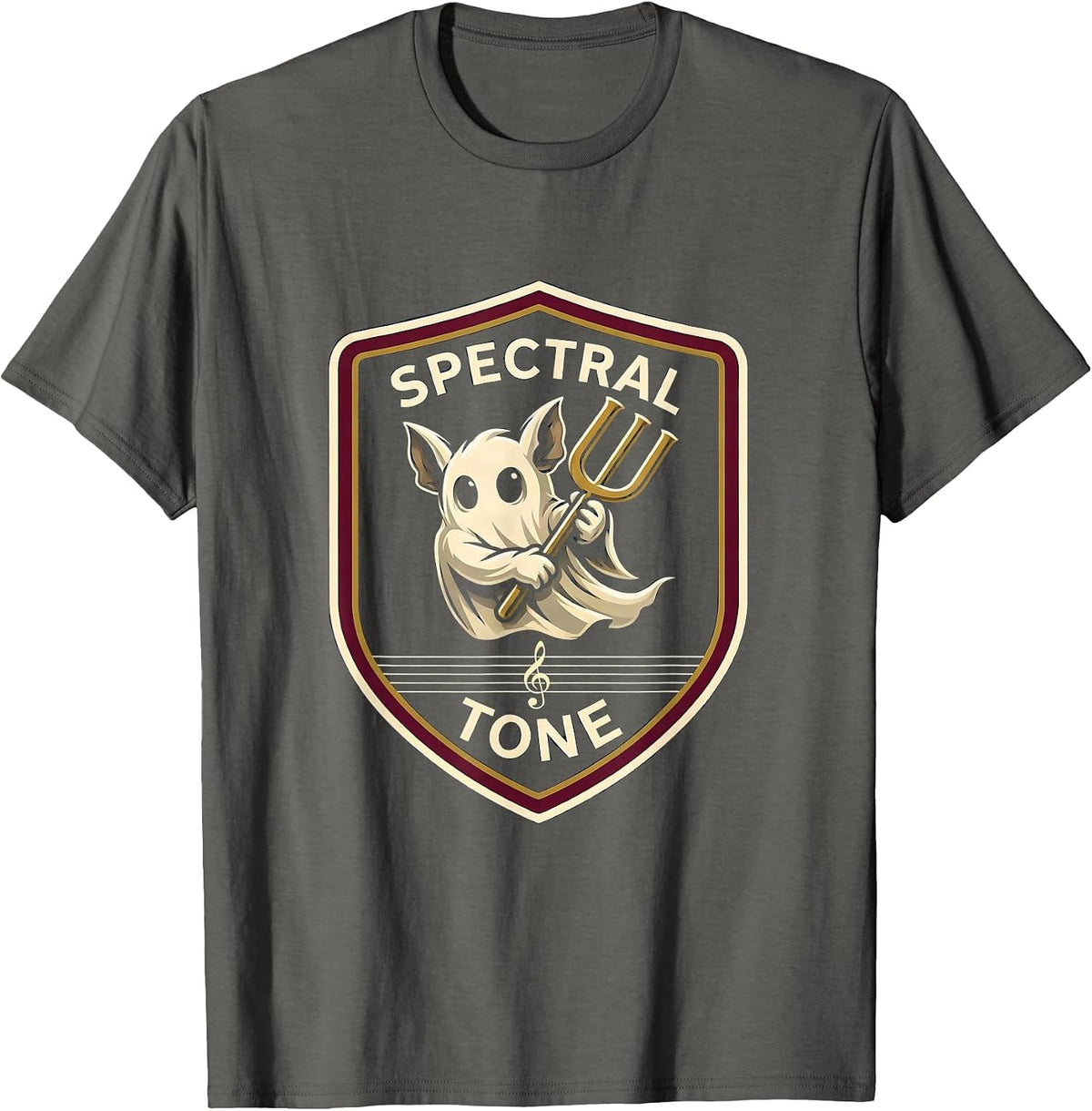 Men's Spectral Tone Whimsical Ghost Musician Music Teacher T-Shirt - Asphalt Grey