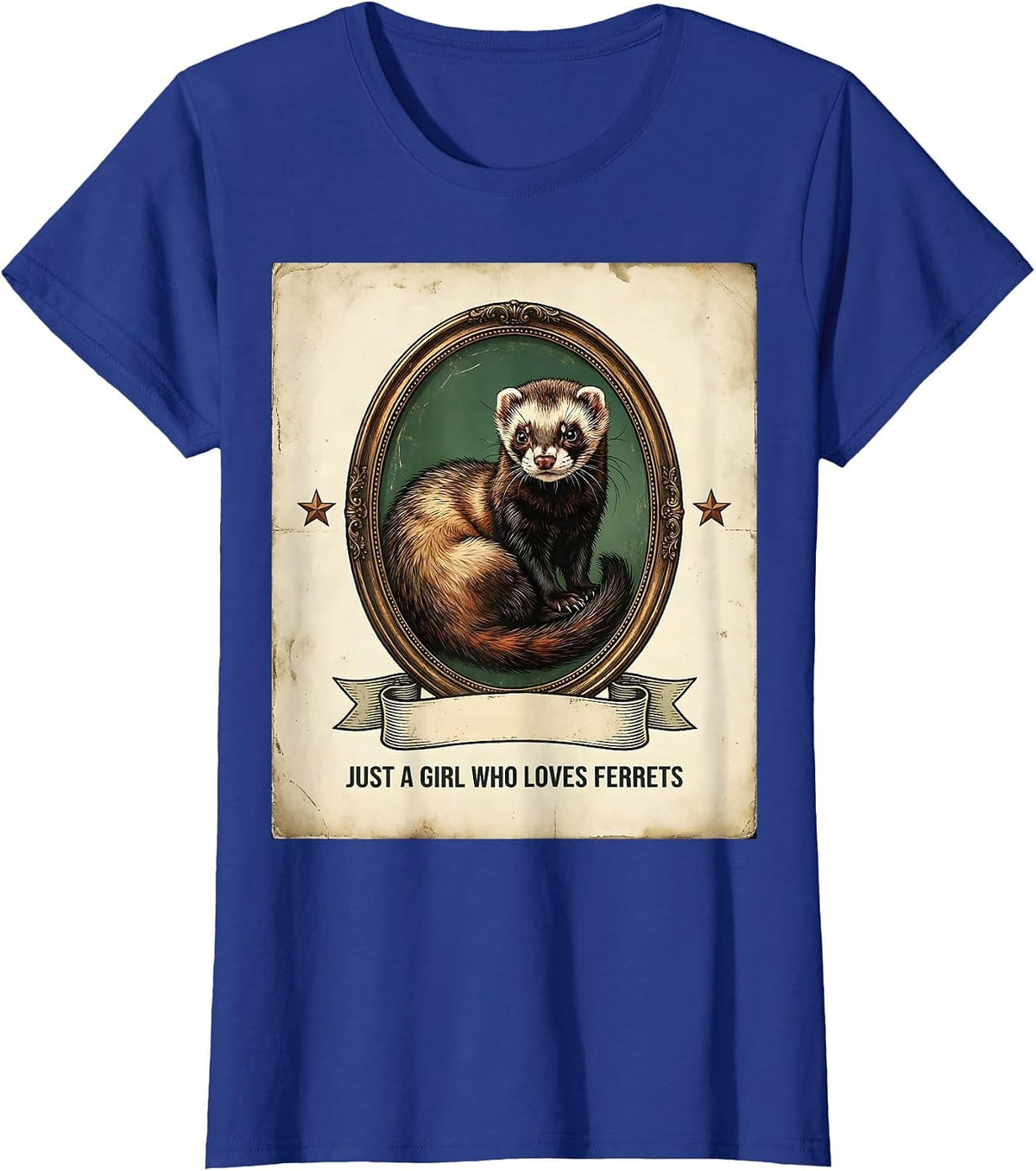 Women's Just A Girl Who Loves Ferrets Vintage Ferret Lover Gift T-Shirt - Royal Blue