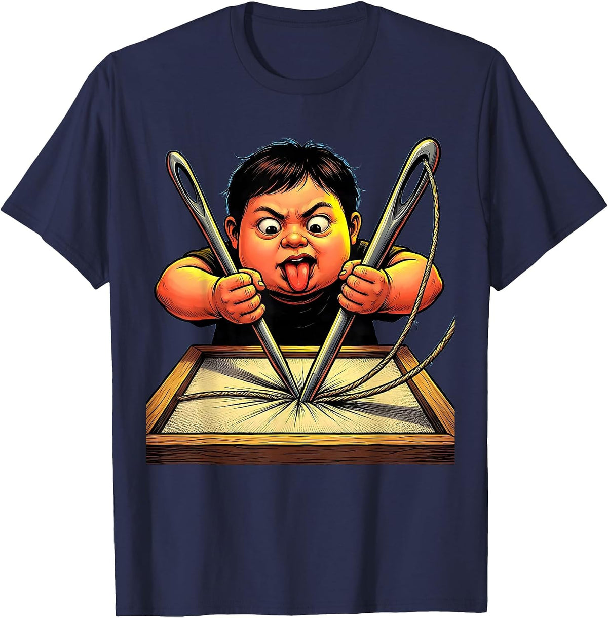 Men's Occupational Therapy Child Threading Needle Art T-Shirt - Navy Blue