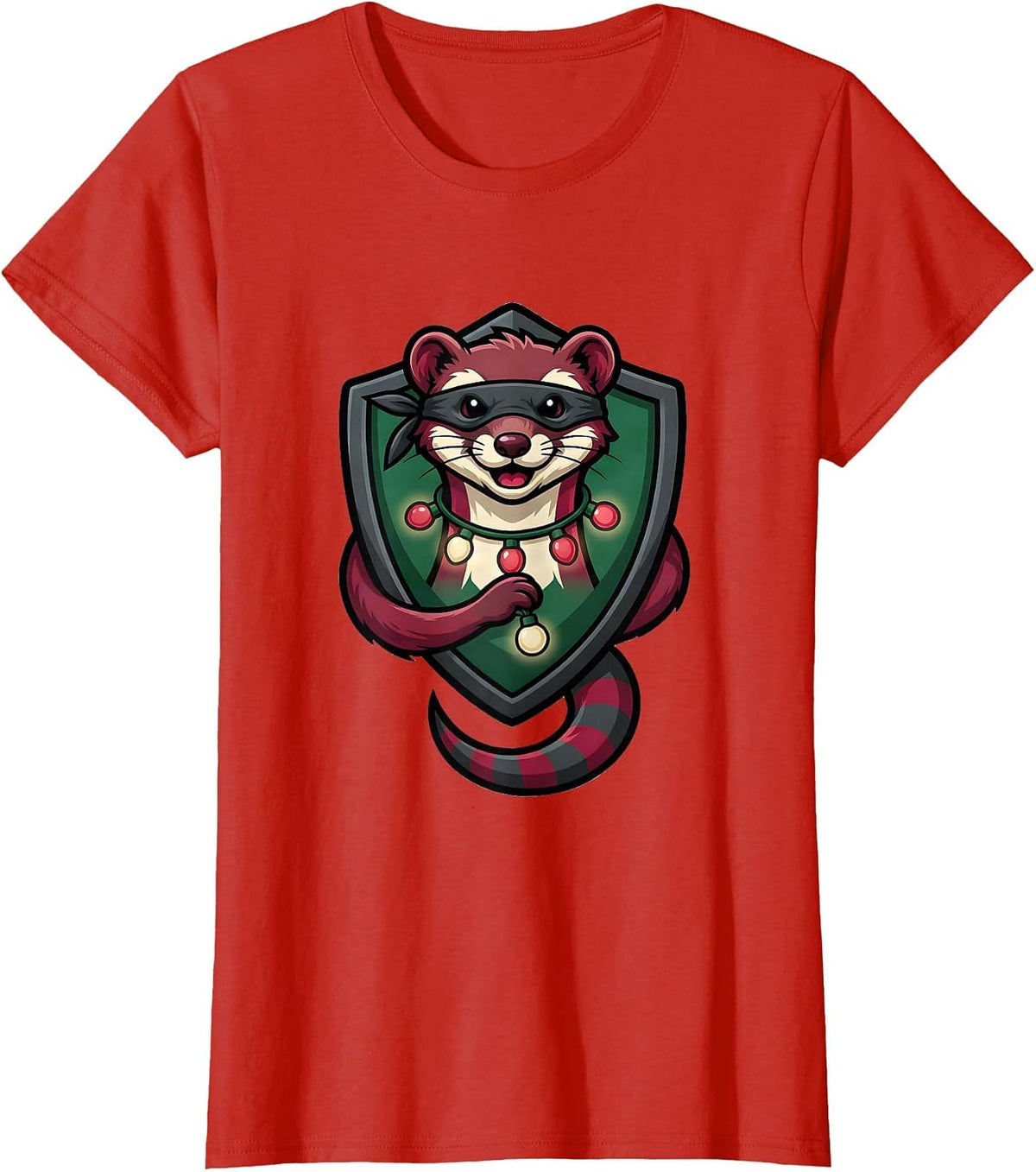 Masked Ferret Mascot Funny Ferret Lover Gift T-Shirt - Red
