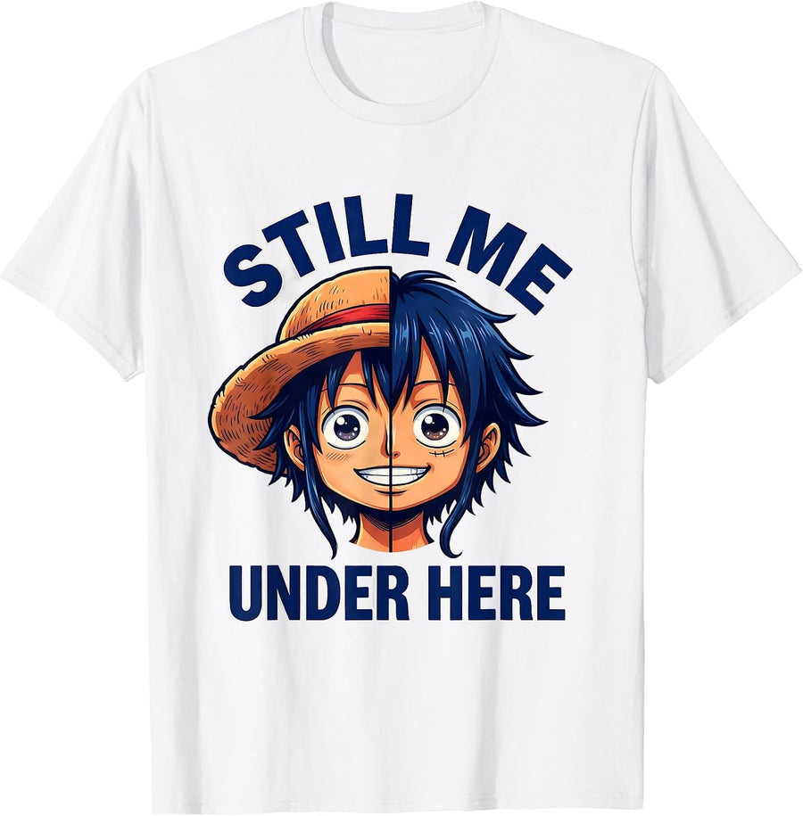Men's Still Me Under Here Same Different Hat Design T-Shirt - White