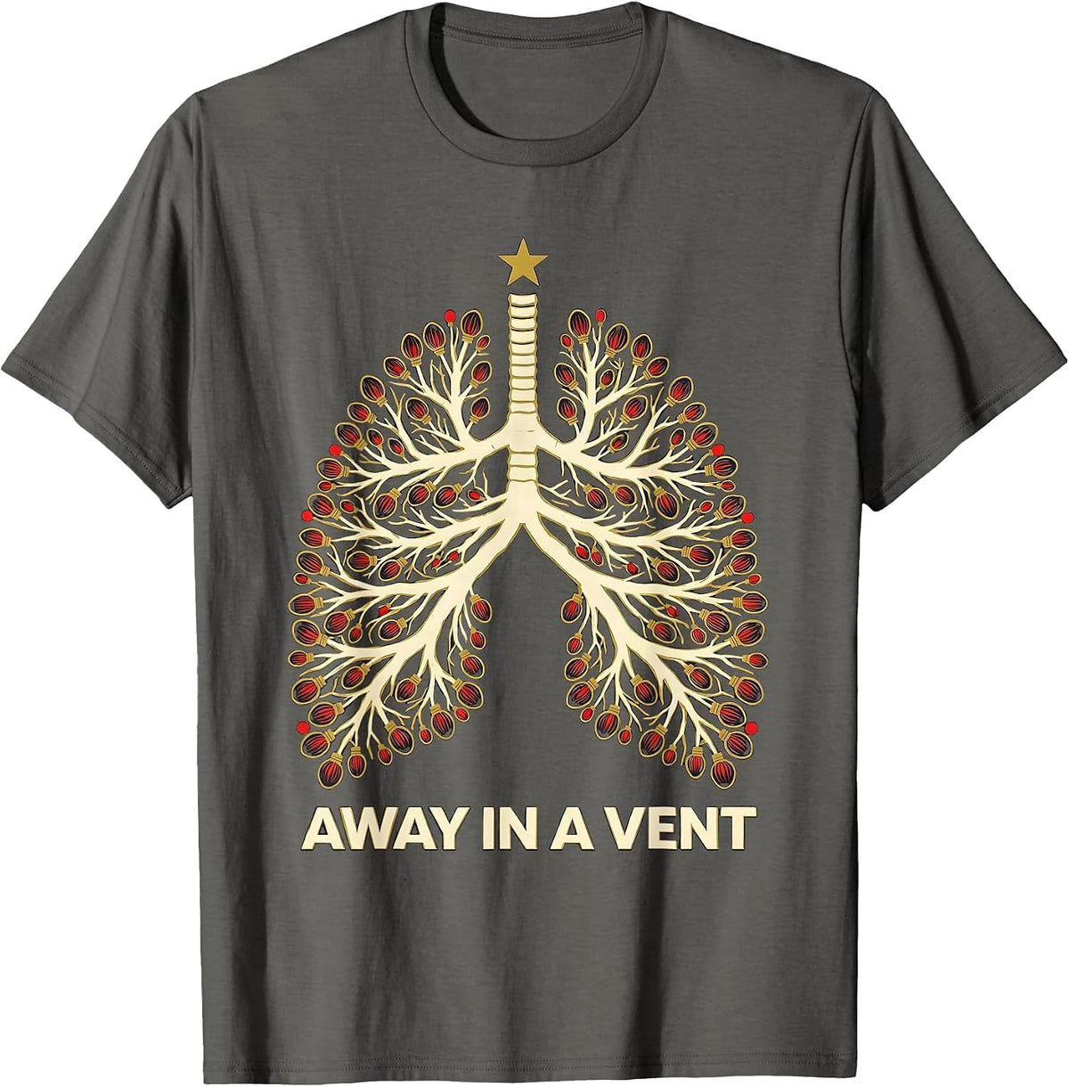 Men's Away In A Vent Stencil Graphic Respiratory Therapist T-Shirt - Asphalt Grey