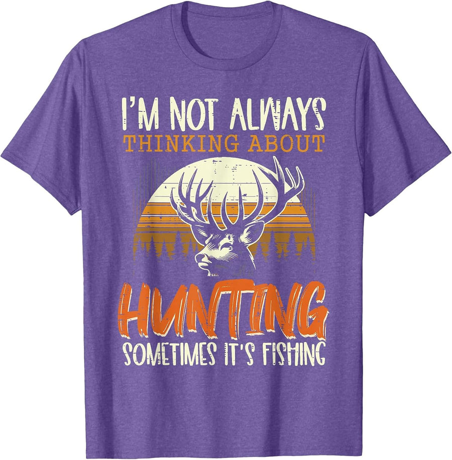 Not Always Thinking Hunting Fishing Funny Men Women Kids T-Shirt, Men, Purple Heather, 3X-Large - As Pictured
