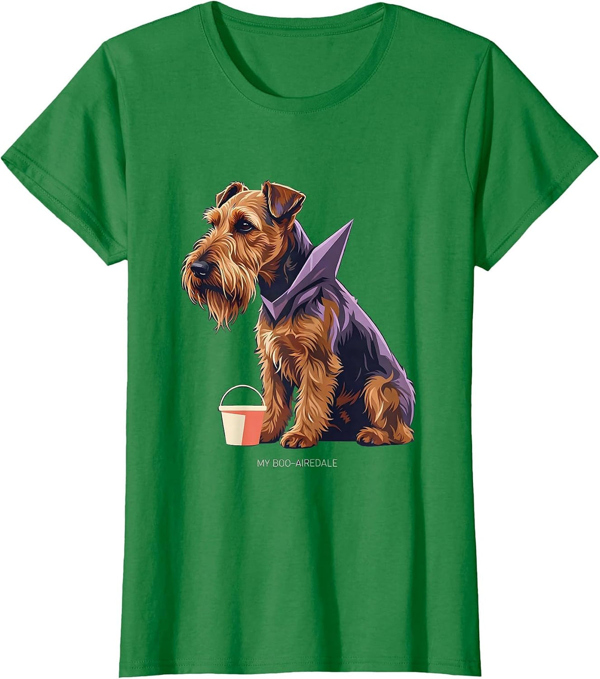 Women's My Boo-Airedale Funny Airedale Terrier Dog Lover Halloween T-Shirt - Kelly Green