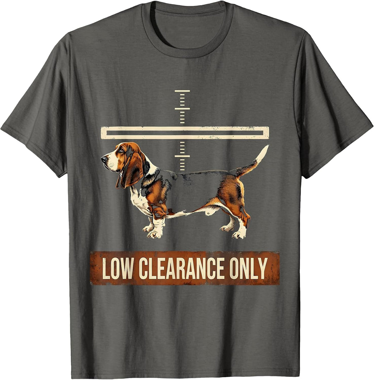 Low Clearance Only Funny Basset Hound Dog Breed Humor T-Shirt - Asphalt Grey