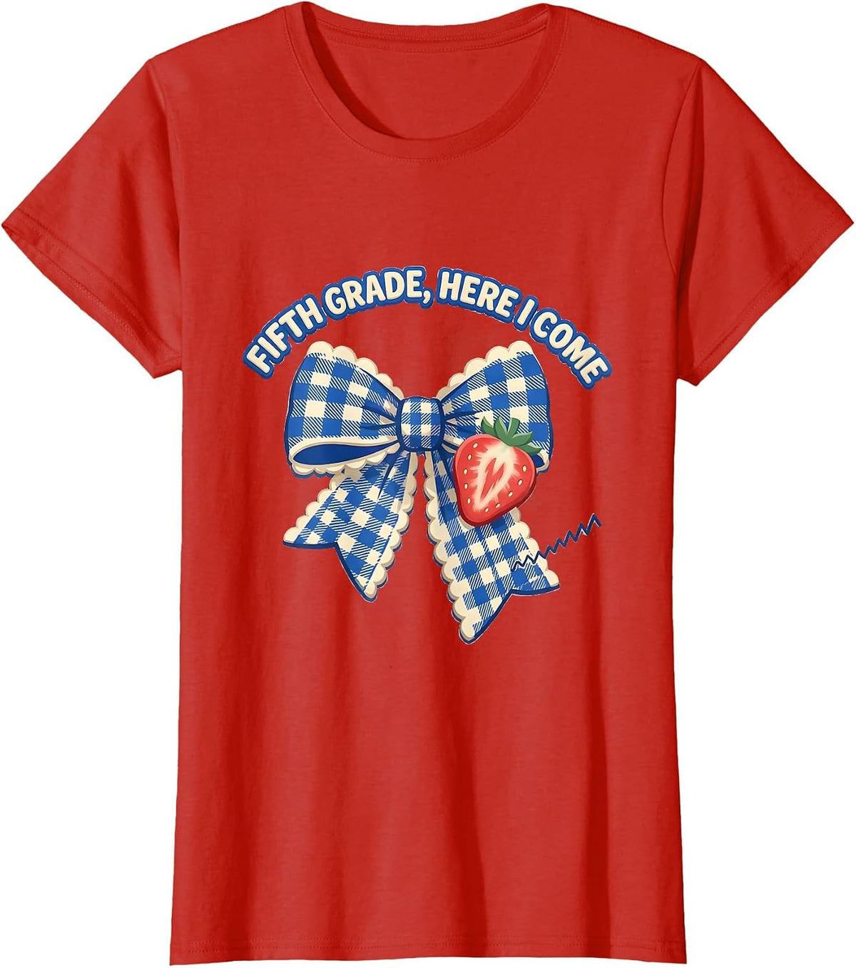 Fifth Grade Here I Come Cute Coquette Bow Back to School T-Shirt - Red
