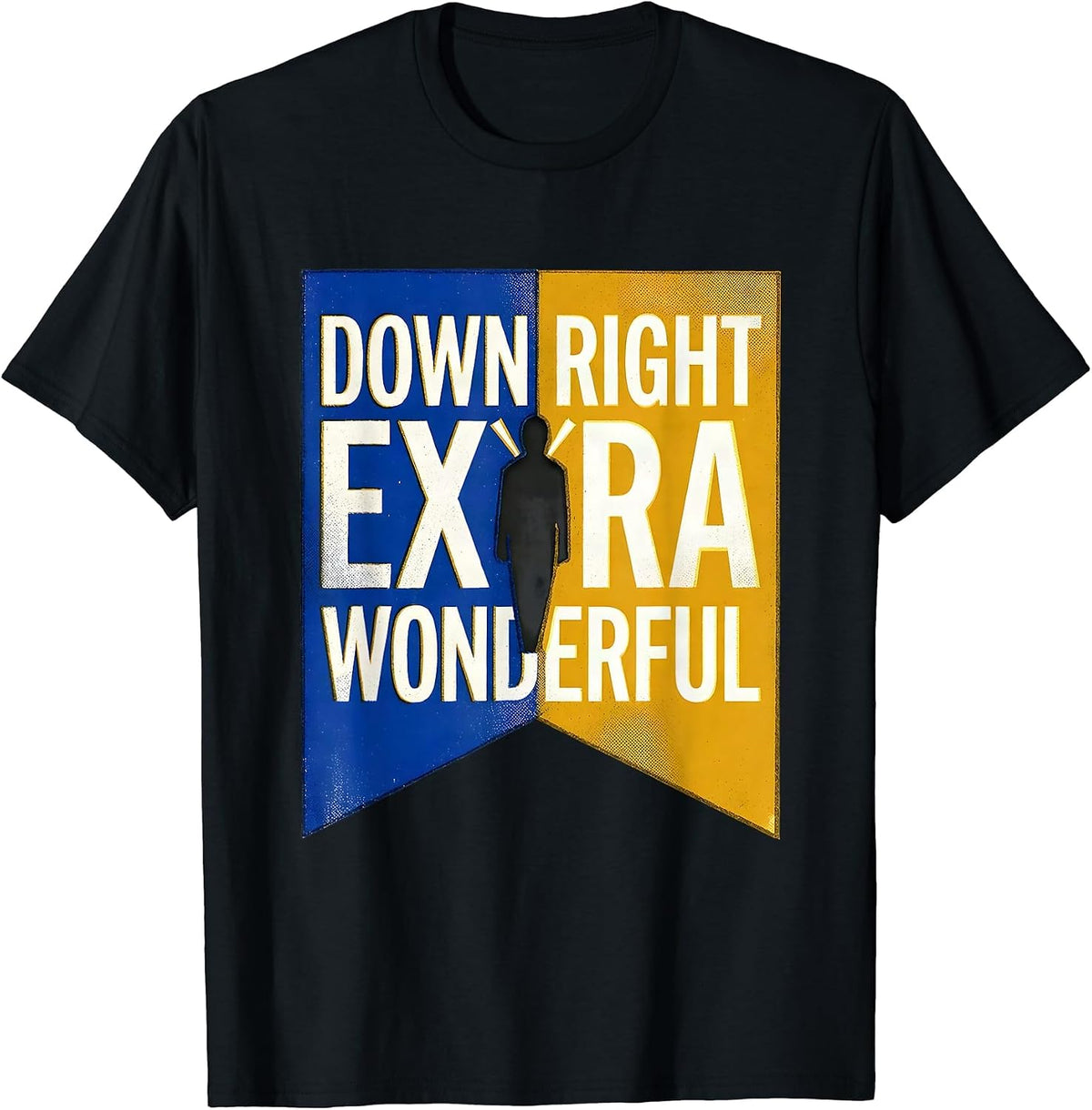 Men's Down Right Extra Wonderful Risograph Down Syndrome Awareness T-Shirt - Black