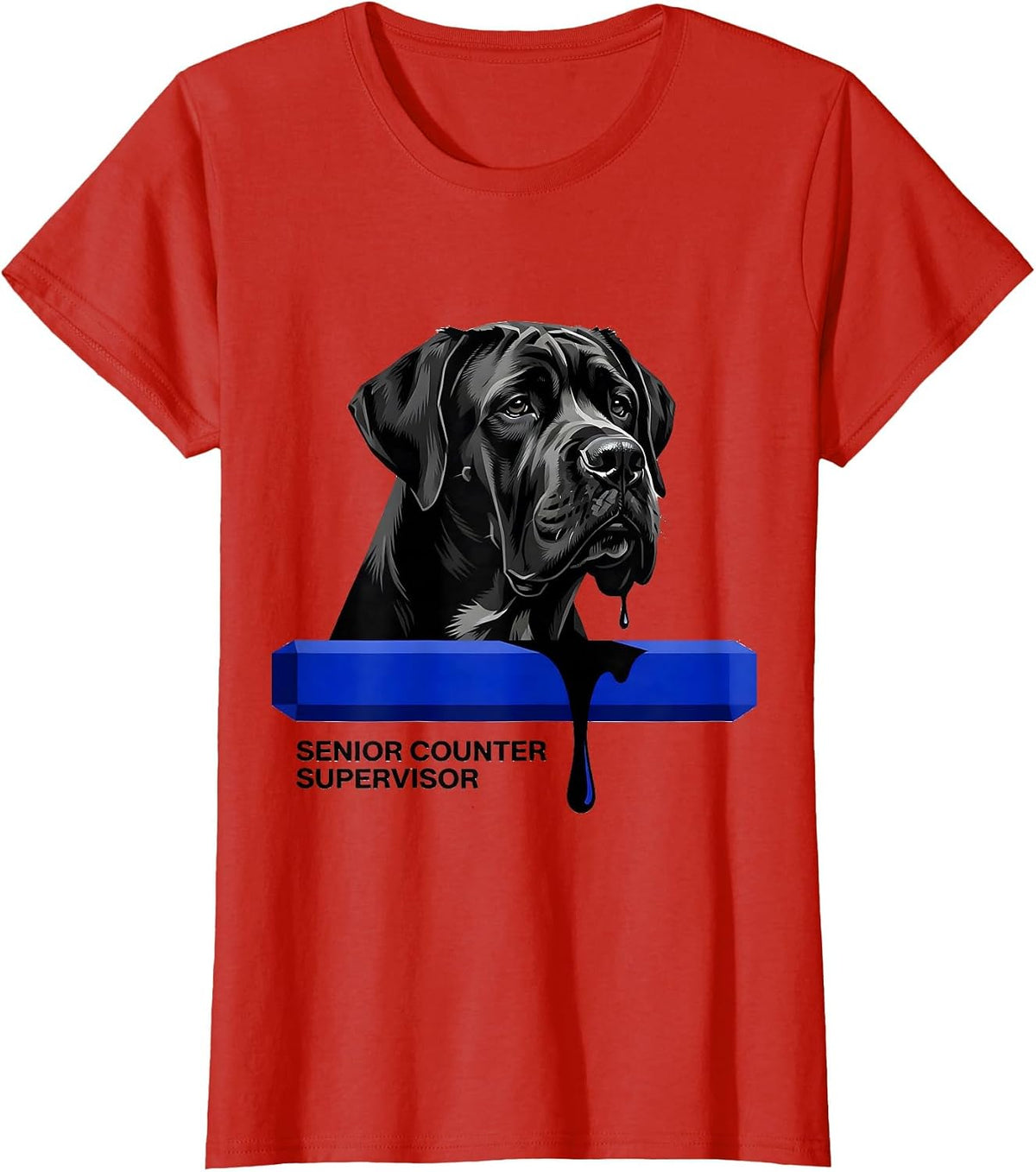 Women's Senior Counter Supervisor Funny Great Dane Dog Owner Breed T-Shirt - Red