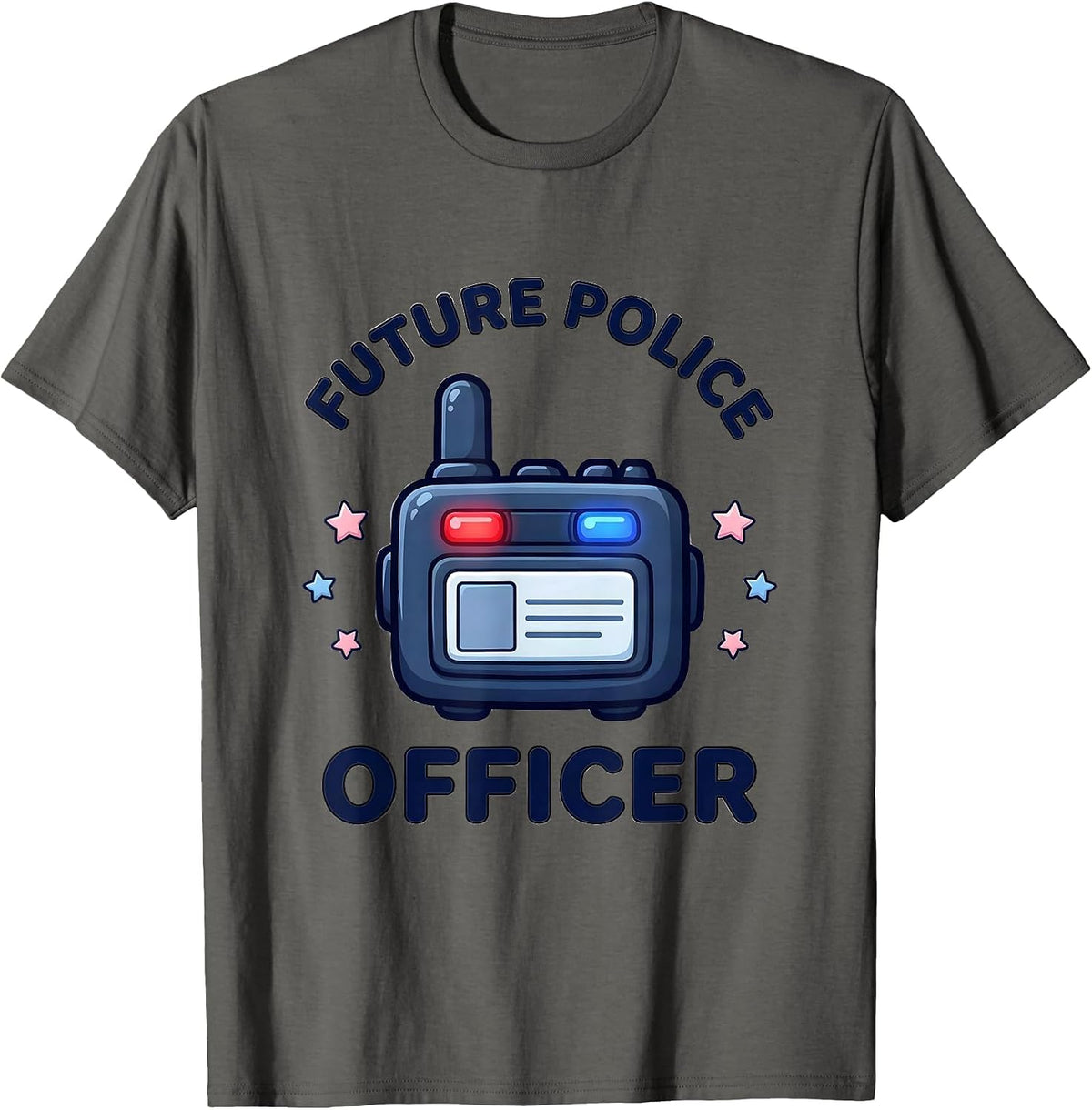 Men's Future Police Officer Cute Kawaii Kids Toddler Costume Play T-Shirt - Asphalt Grey