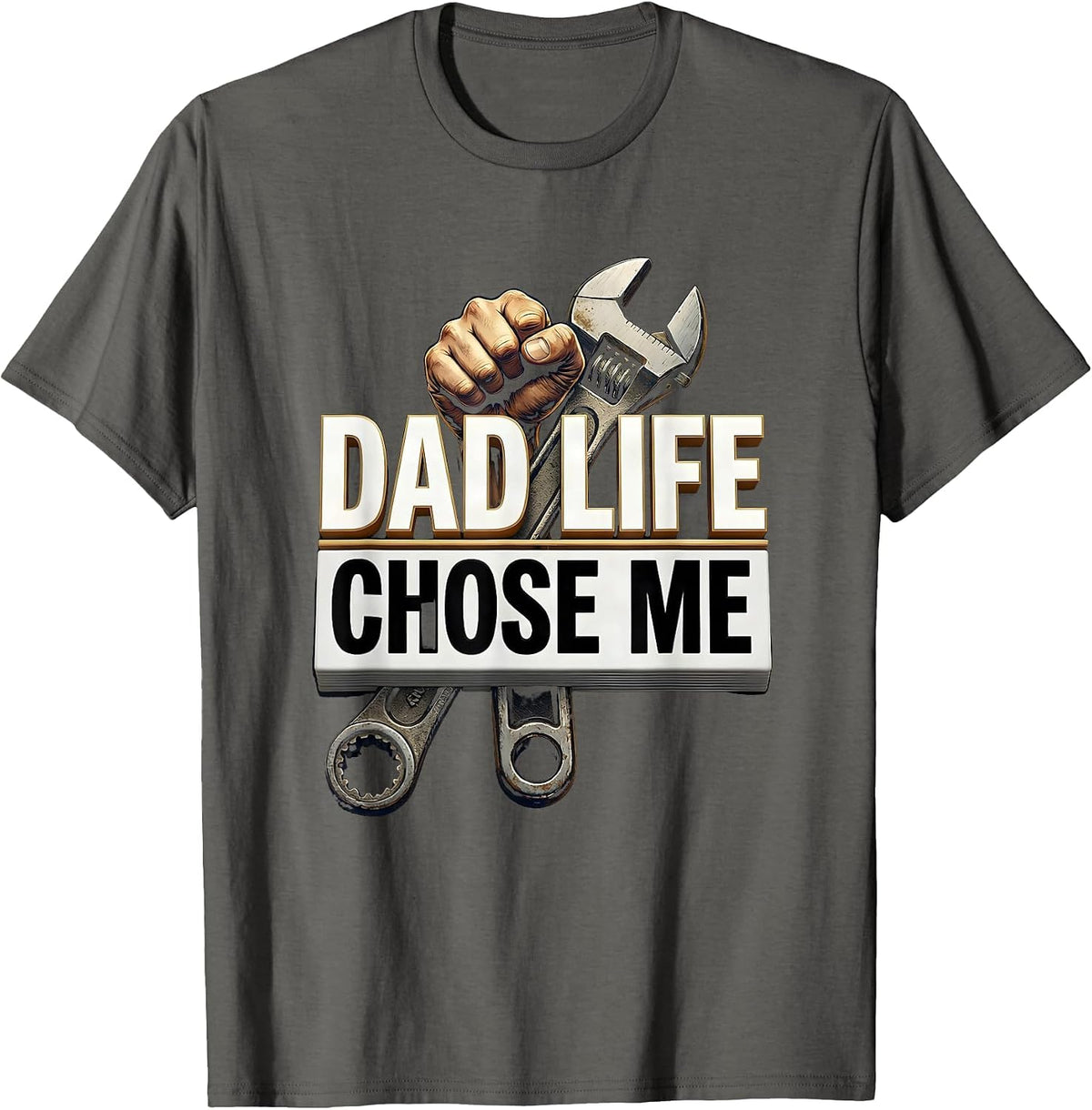 Men's Dad Life Chose Me Funny Father Design T-Shirt - Asphalt Grey