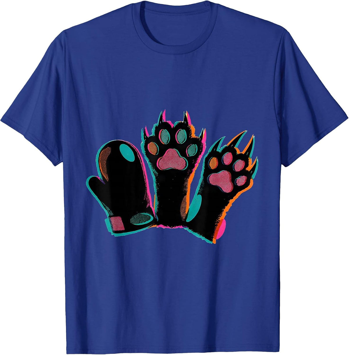 Rock Paper Scissors Cat Paw Humor Playful Cat Lover Novelty T-Shirt - Royal Blue