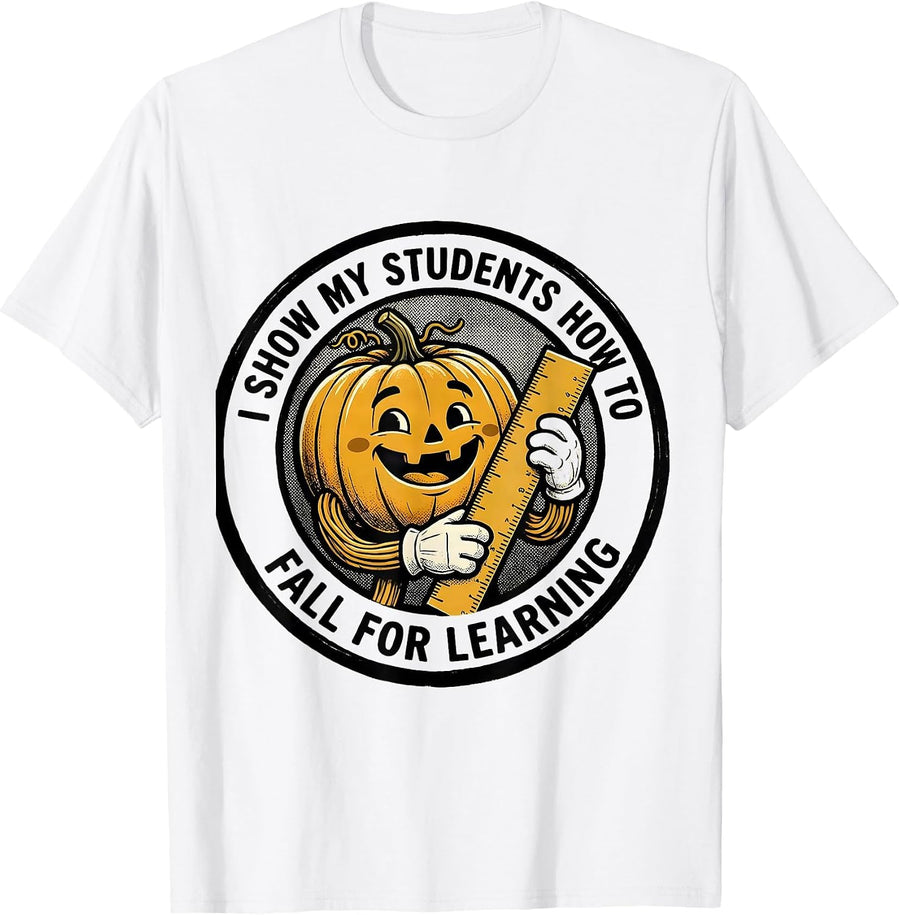 Men's I Show My Students How To Fall For Learning Retro Teacher T-Shirt - White