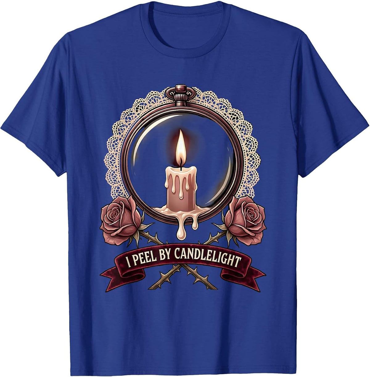 Men's I Peel By Candlelight Vamp Romantic Dermatology Halloween T-Shirt - Royal Blue