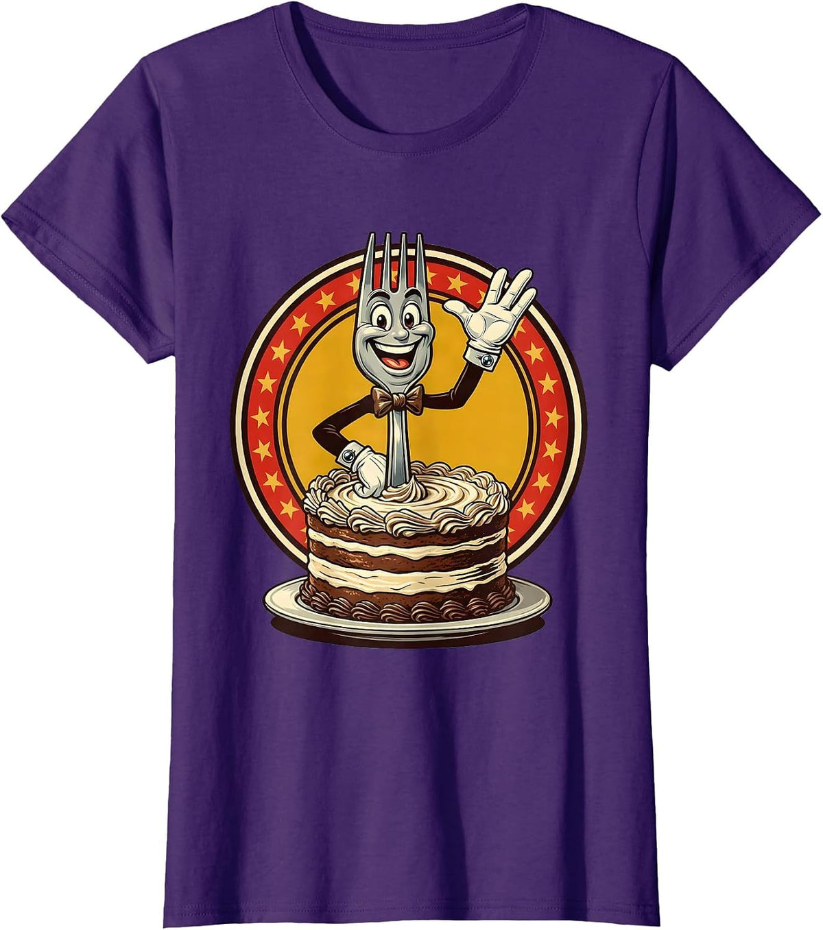 Women's Dad Tax Collector Fork Dessert Graphic T-Shirt - Purple