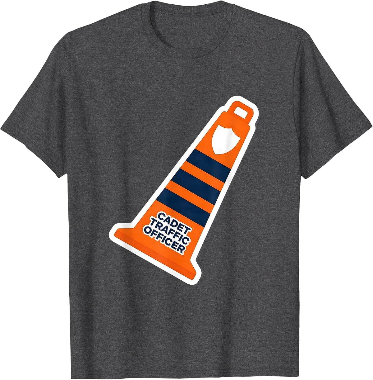 Cadet Traffic Officer Funny Police Costume Halloween Role T-Shirt - Dark Heather Grey