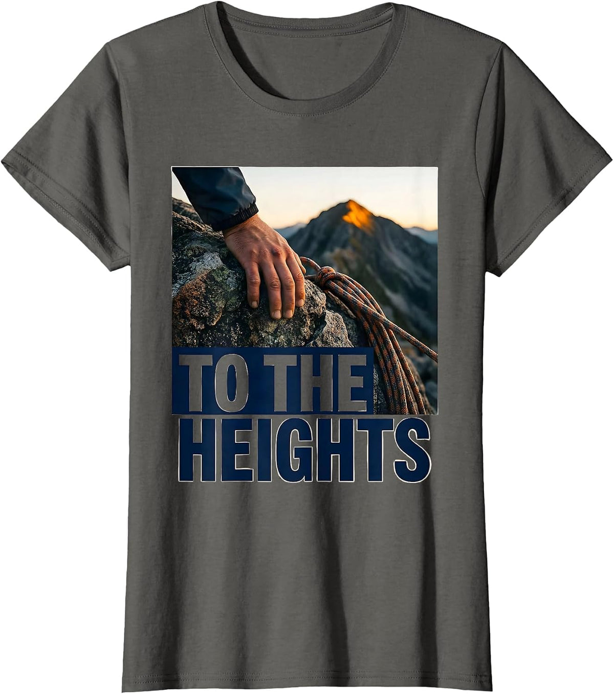Women's To The Heights Nature Outdoor Hiker Climber Inspirational T-Shirt - Asphalt Grey