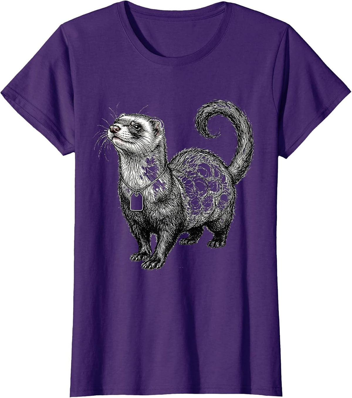 Women's Ferret Lumpy Line Art Funny Small Animal Lover T-Shirt - Purple