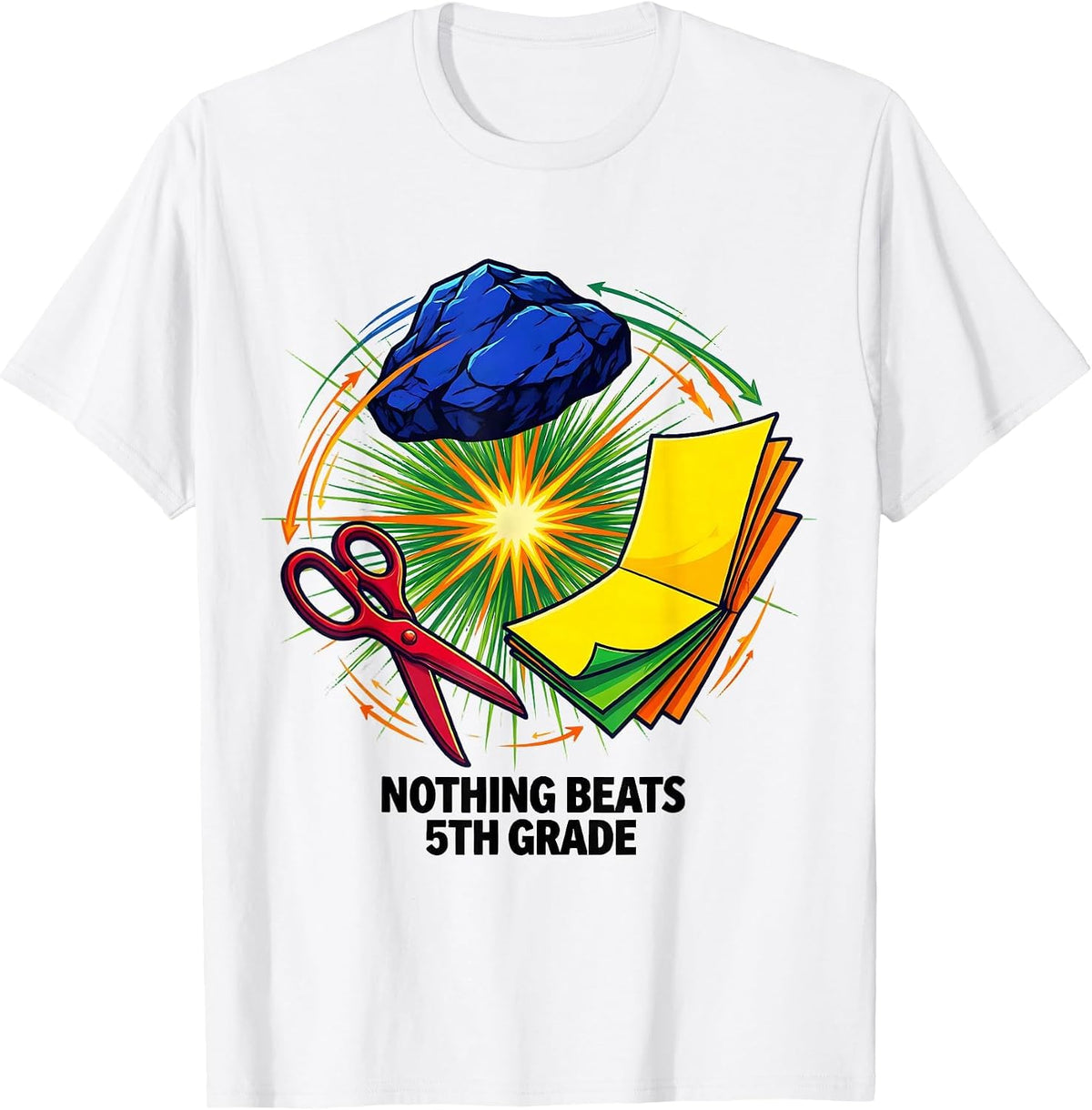 Men's Nothing Beats 5th Grade Back to School Rock Paper Scissors T-Shirt - White