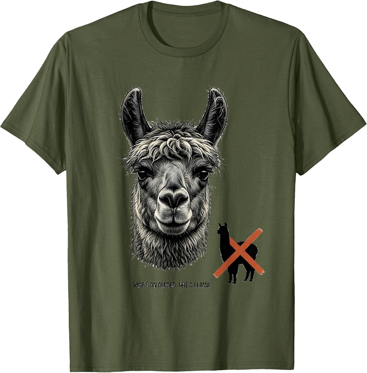 Men's That's An Alpaca Not A Llama Funny Alpaca Lover Novelty T-Shirt - Olive Green