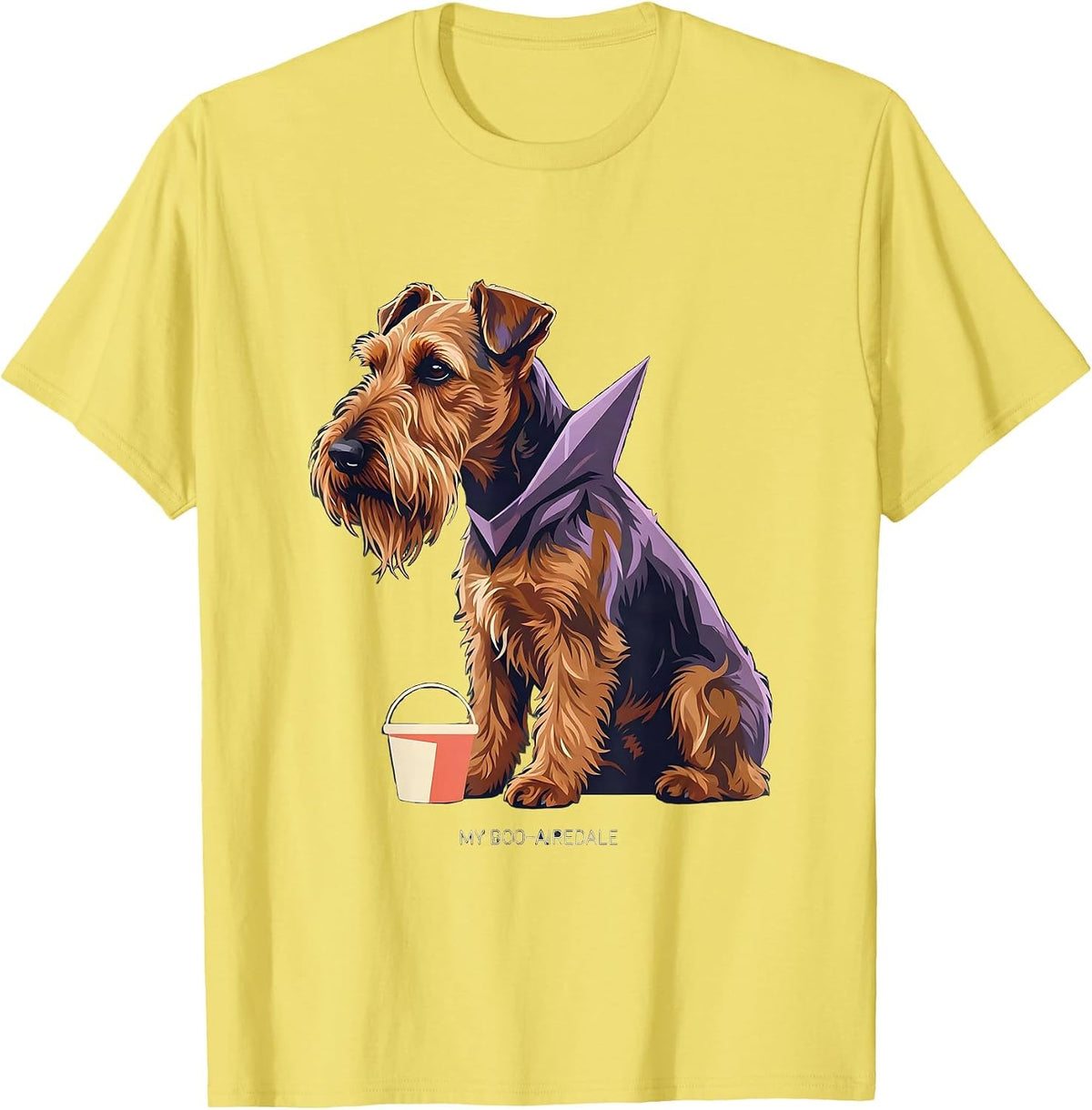 Men's My Boo-Airedale Funny Airedale Terrier Dog Lover Halloween T-Shirt - Lemon Yellow