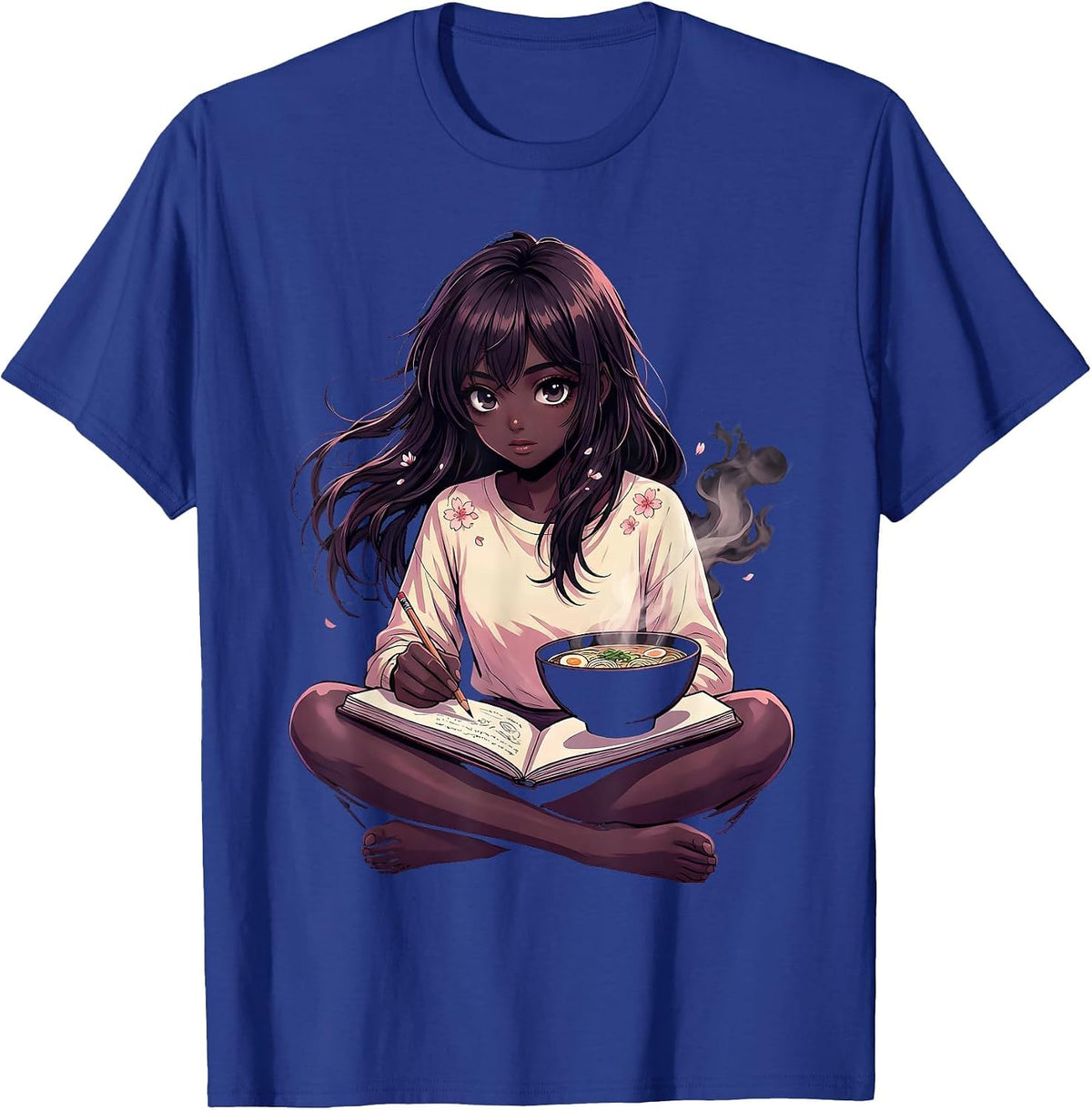 Anime Girl Loves Ramen Sketching Kawaii Identity T-Shirt - Royal Blue