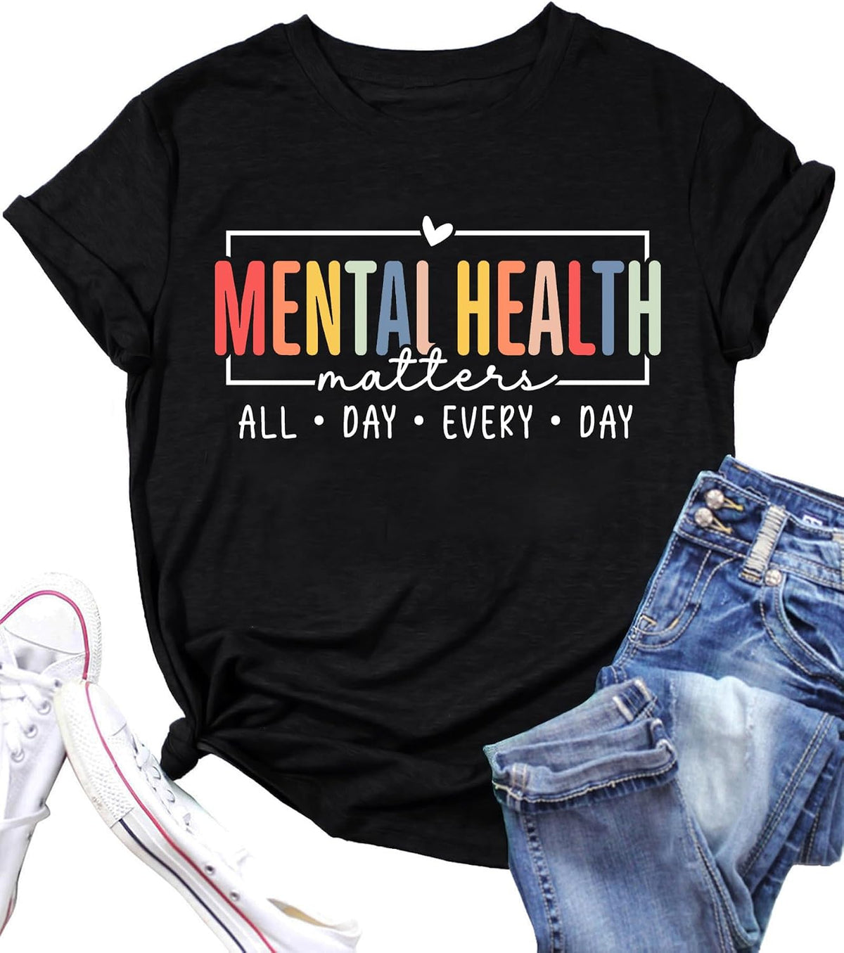 Mental Health Matters Shirt Women Inspirational Therapist Psychologist Tshirts Brain Illness Awareness Tee Tops - Black
