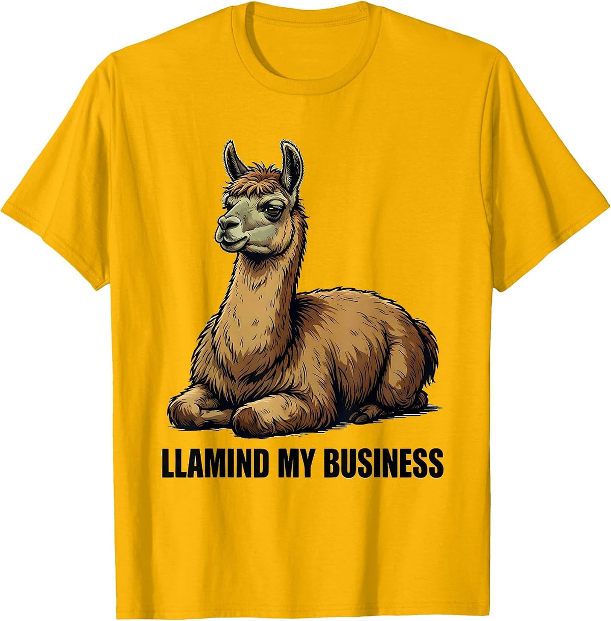 Llamind My Business Funny Llama Alpaca Humor Gift T-Shirt - Golden Yellow