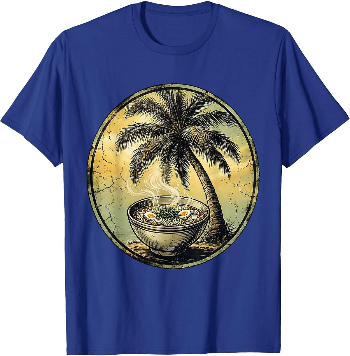 Men's Breezy Bowl Ramen Palm Tree Illustration T-Shirt - Royal Blue