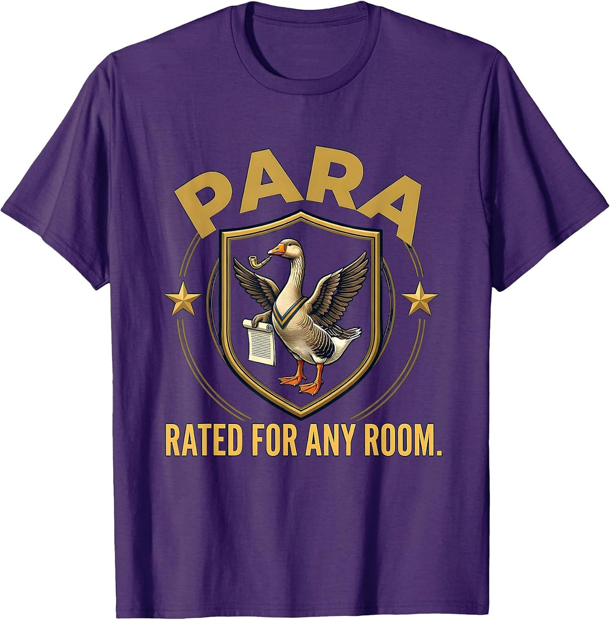 Men's Para: Rated For Any Room Funny Paraprofessional SPED Teacher T-Shirt - Purple