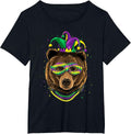 Bear Animal Lover Cute Mardi Gras Carnival Jester T-Shirt, Women's Plus, Black, 4X - As Pictured