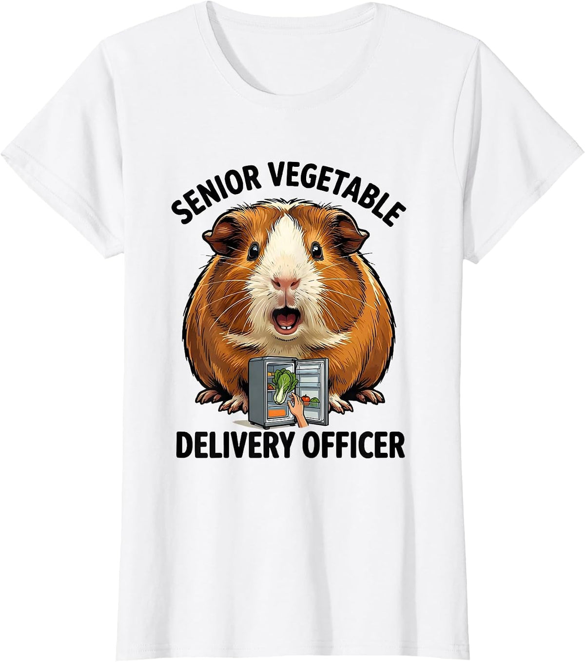 Senior Vegetable Delivery Officer Cute Guinea Pig Pet Lover T-Shirt - White