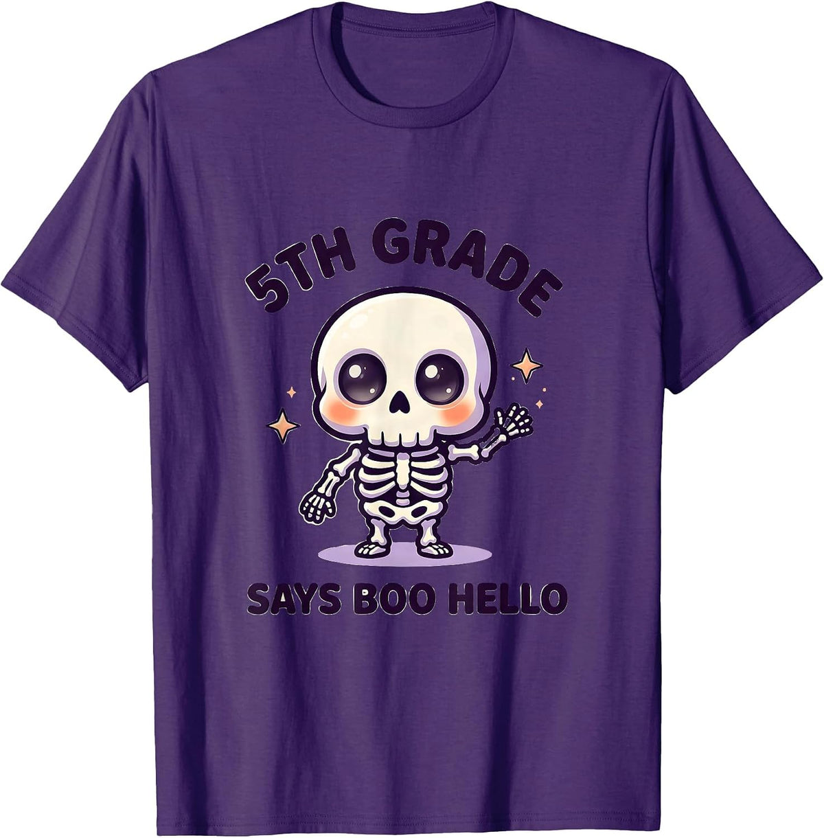 Men's 5th Grade Says Boo Hello Cute Kawaii Halloween Teacher T-Shirt - Purple