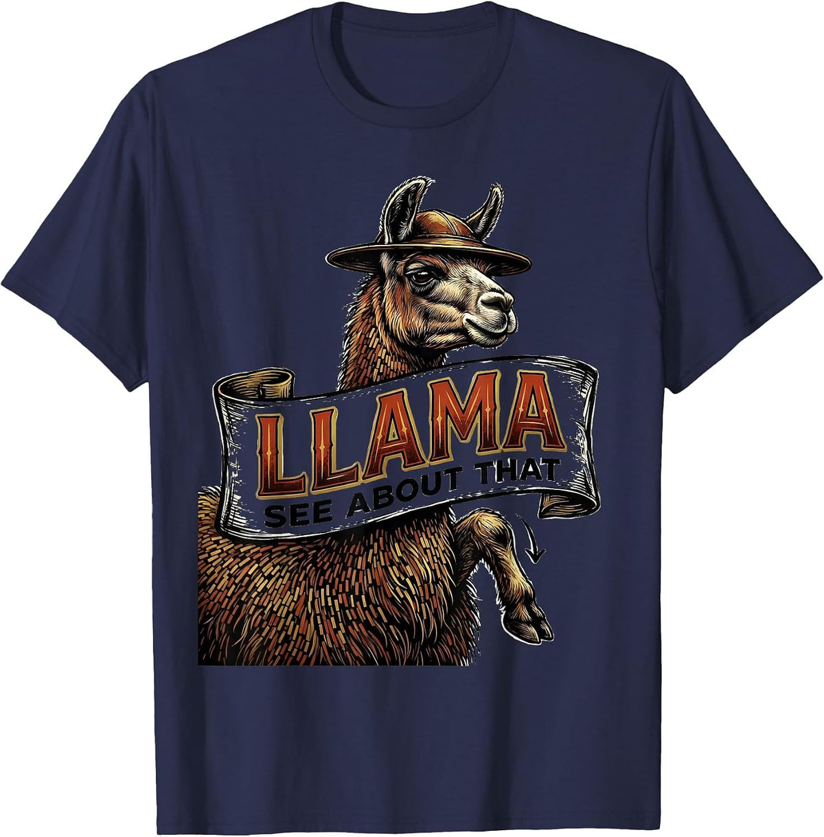 Men's Llama See About That Funny Alpaca Lover Animal Humor T-Shirt - Navy Blue