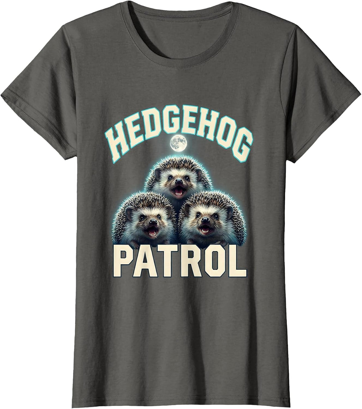 Women's Hedgehog Patrol Sports Funny Absurd Meme Humor T-Shirt - Asphalt Grey
