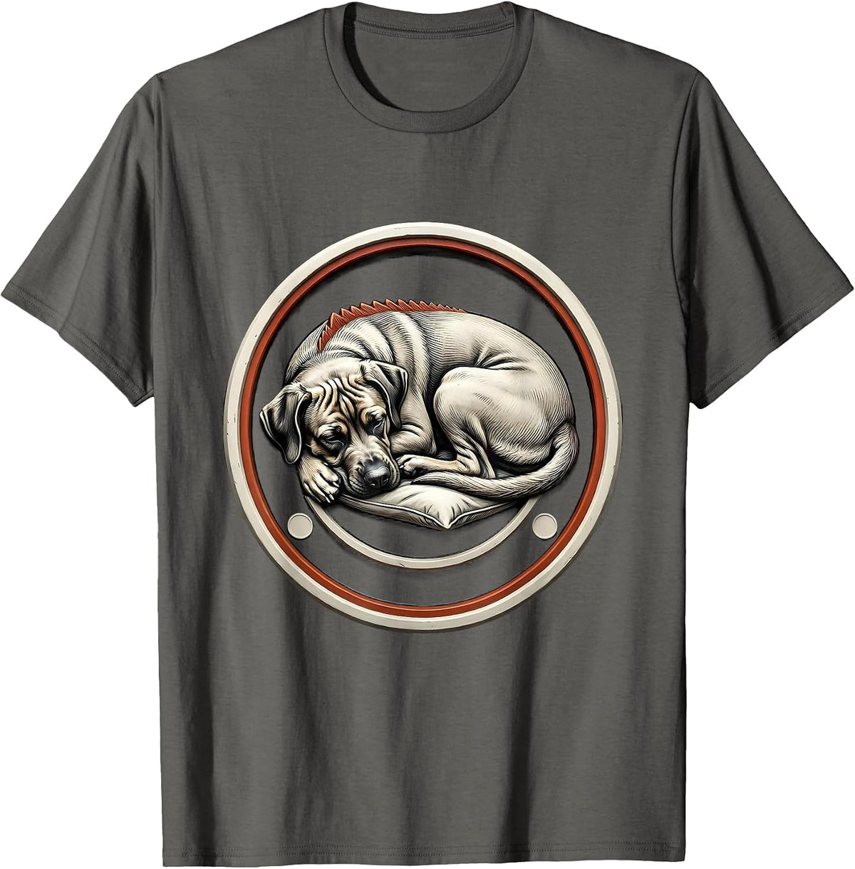 Men's Rhodesian Ridgeback Sleeping Dog Breed Loungewear Gift T-Shirt - Asphalt Grey