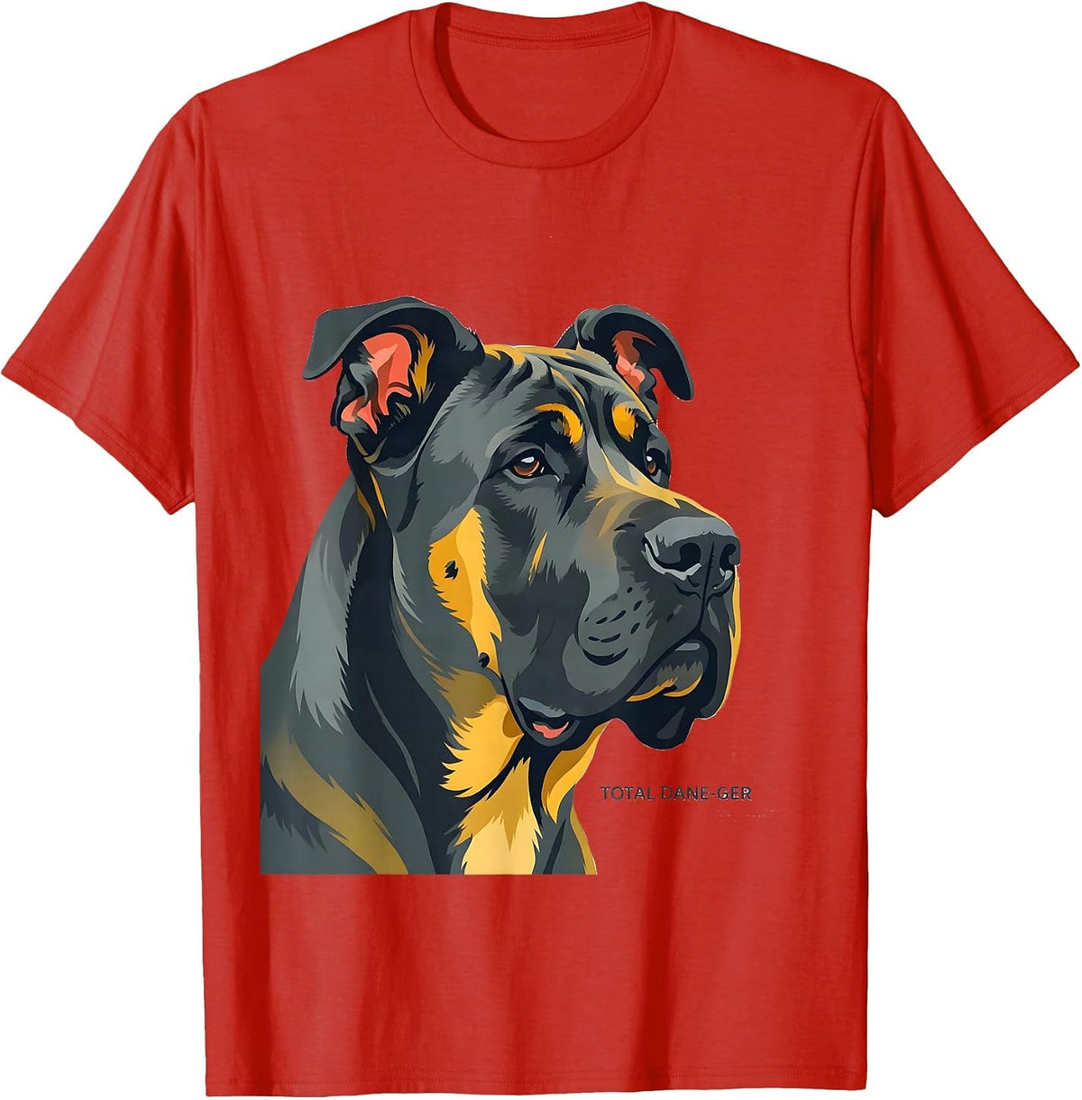 Men's Total Dane-ger Funny Great Dane Dog Lover Breed Humor T-Shirt - Red