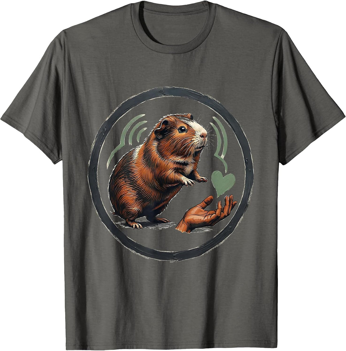 Guinea Pig Badge Rosette Pet Lover Humor T-Shirt - Asphalt Grey