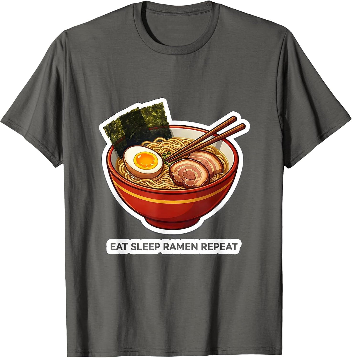 Eat Sleep Ramen Repeat Japanese Food Design T-Shirt - Asphalt Grey