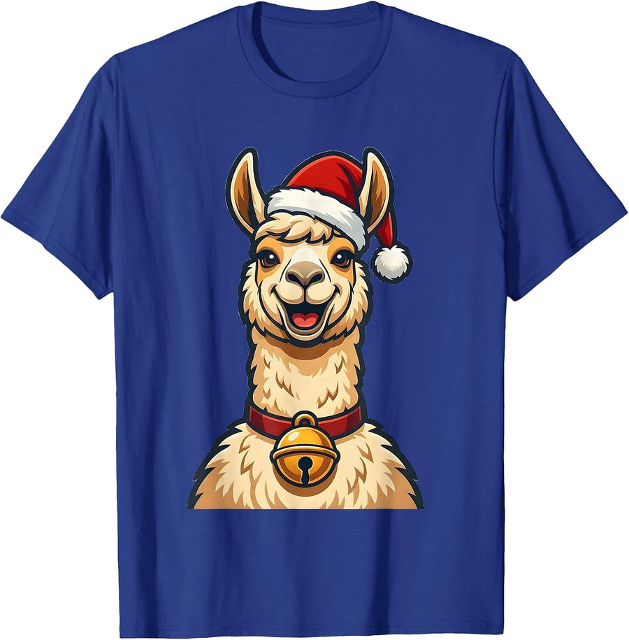 Cheerful Llama Mascot Funny Christmas Animal Lover Gift T-Shirt - Royal Blue