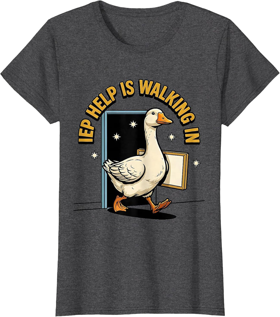 Women's IEP Help Is Walking In Funny Special Education Teacher Sped T-Shirt - Dark Heather Grey