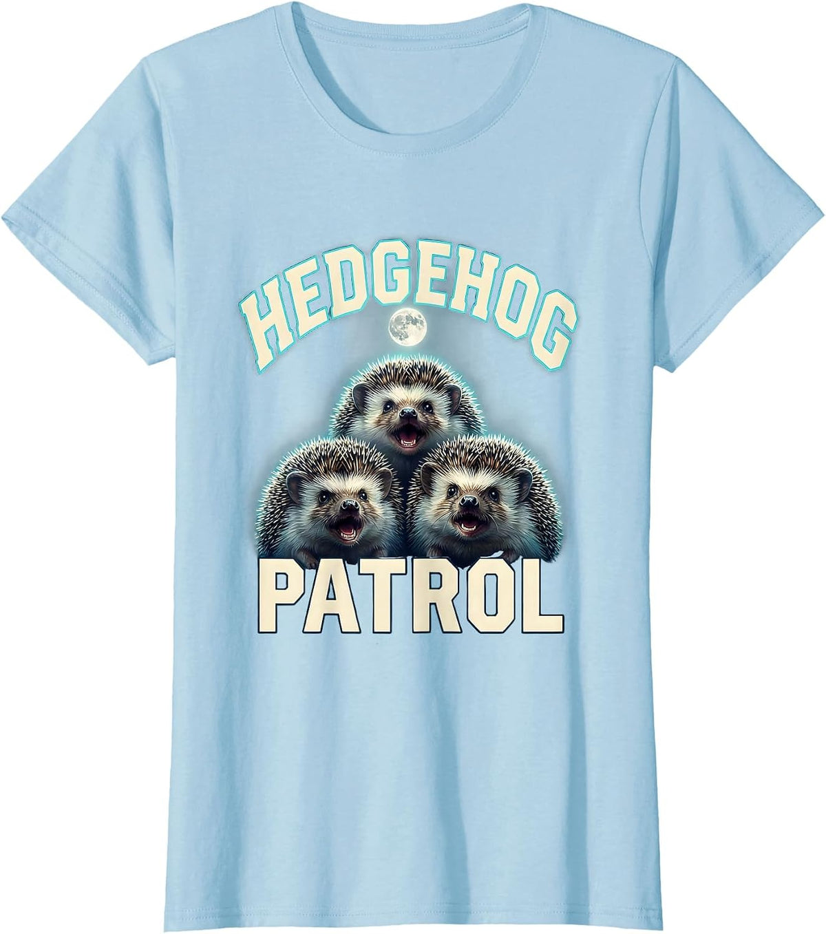 Women's Hedgehog Patrol Sports Funny Absurd Meme Humor T-Shirt - Baby Blue