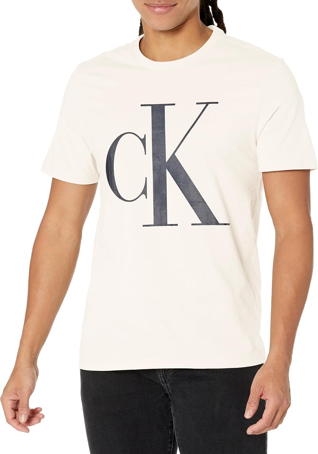 Calvin Klein Men's Monogram Logo Crewneck T-Shirt - Egret