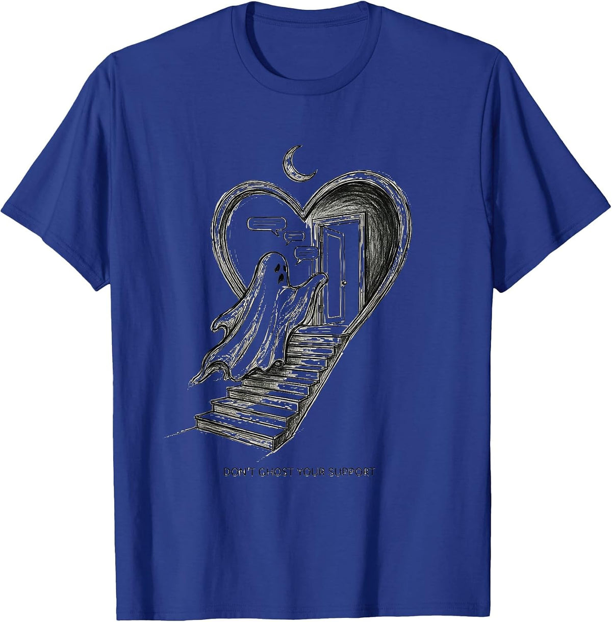 Men's Don't Ghost Your Support Mental Health Halloween Ghost T-Shirt - Royal Blue