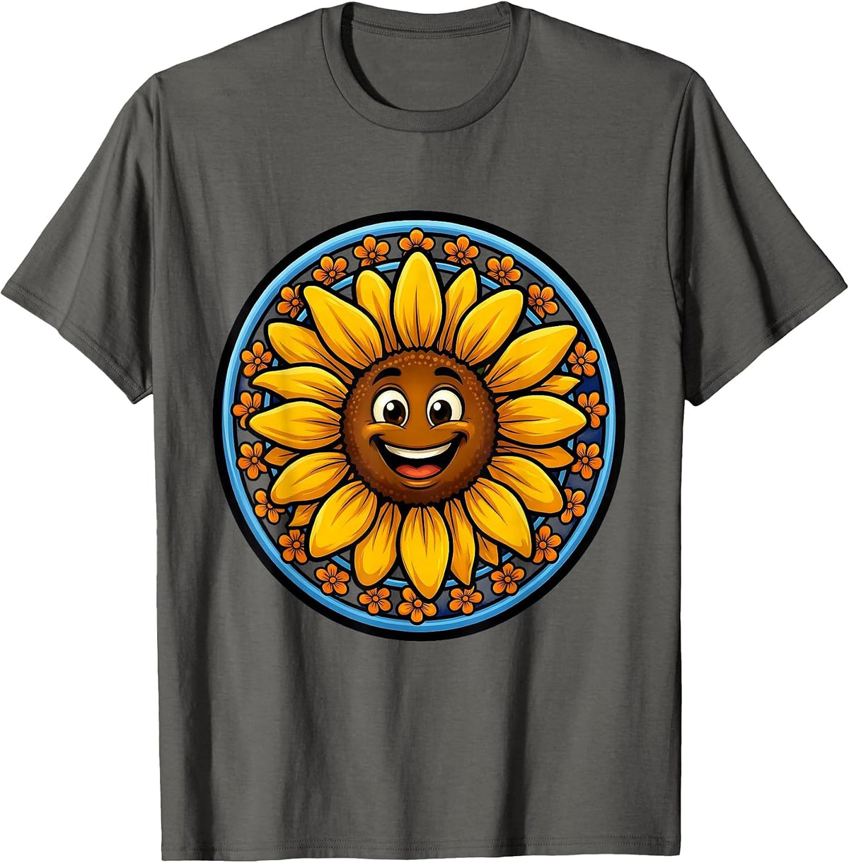 Down Syndrome Awareness Blooming Sunflower Design T-Shirt - Asphalt Grey